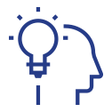 Icon of a lightbulb above a face in profile